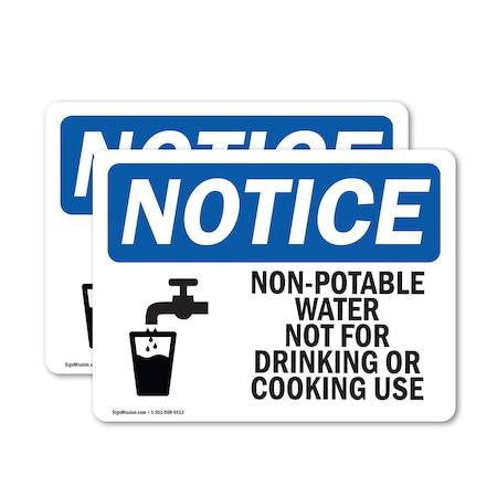Signmission Non-Potable Water Not For Drinking Cooking, 5 in W x Rectangle, Vinyl Decal OS-2PACK-NS-D-35-L-16242